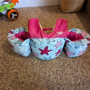 Speedo Splash Jammer Life Jacket, 30-50lb Pink Blue Starfish